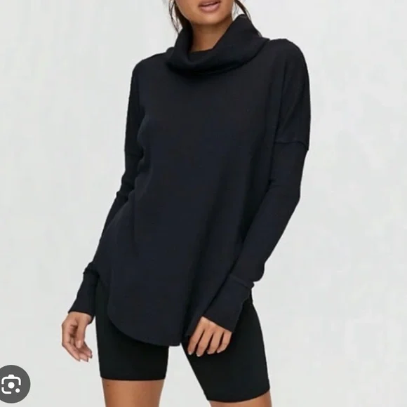 EUC! Aritzia/The Group by Babaton Black Cowl Neck Thermal, Size Large - Picture 1 of 5